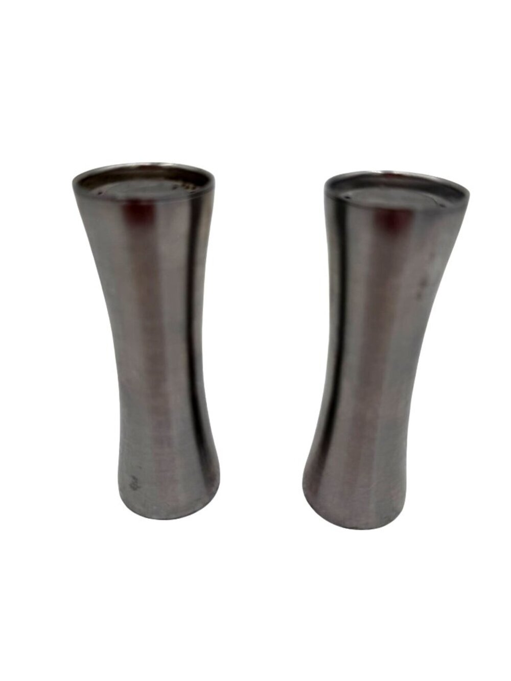 Vintage Mid Century 4-1/2" Foley Stainless Steel Salt & Pepper Shakers Retro